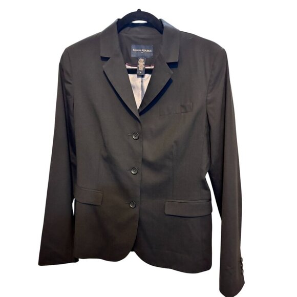 Banana Republic Wool Blend 3 Button Black Blazer - Picture 1 of 9